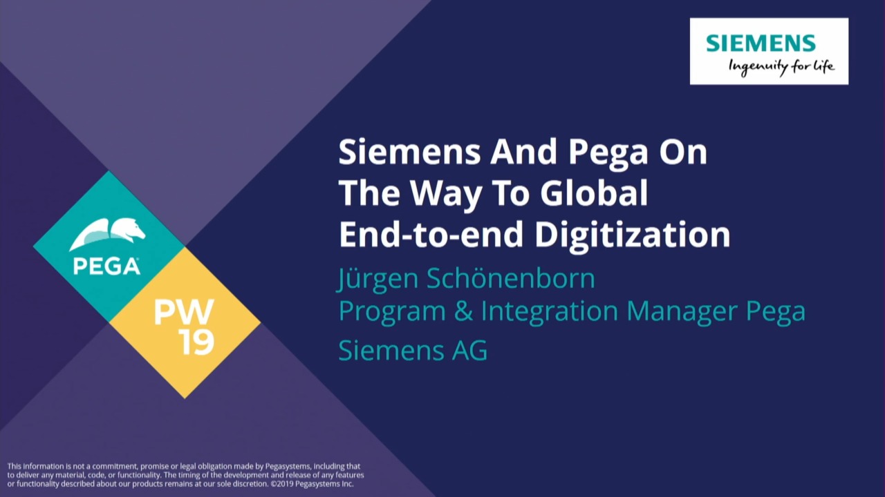 PegaWorld 2019:  Siemens and Pega on the way to global end-to-end digitization