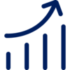 Illustrated icon of a bar chart going up