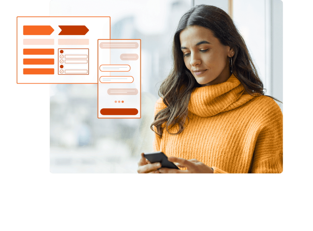 Stylized stock image of a woman looking at her phone