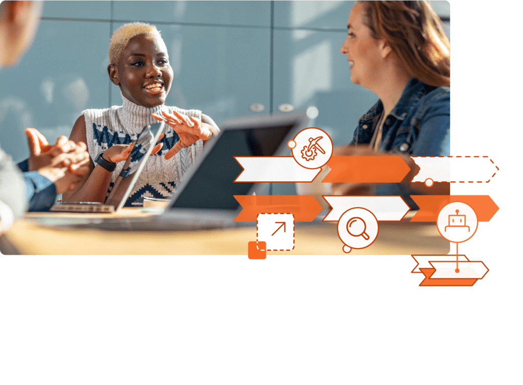 Stylized stock image of a group of coworkers