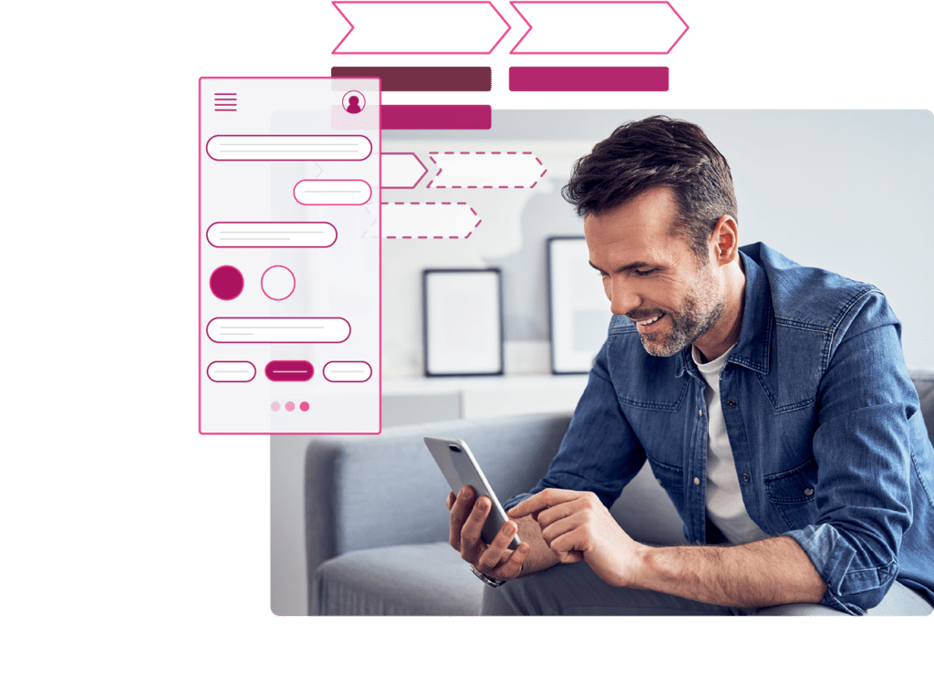 Stylized stock image of a man on his phone