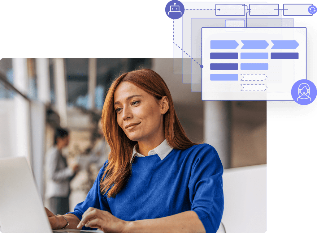 Stylized stock image of a woman working on a laptop