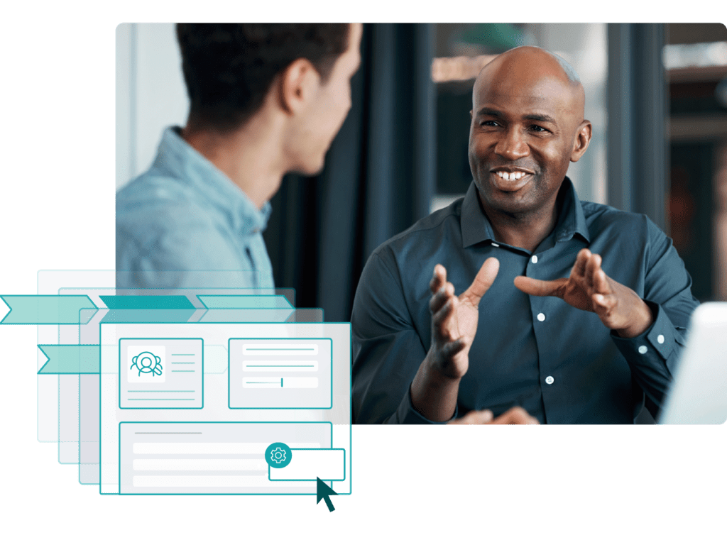 Stylized stock image of two coworkers