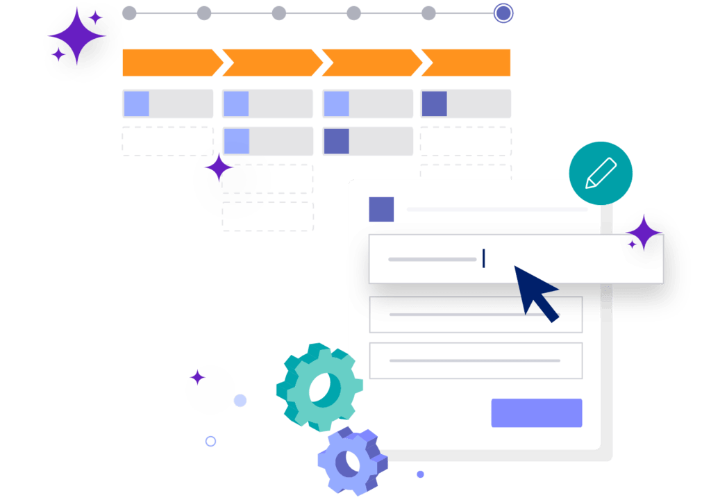 Graphic art depicting the generation of an AI-powered application