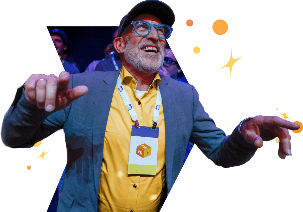 Stylized photo of PegaWorld conference attendee