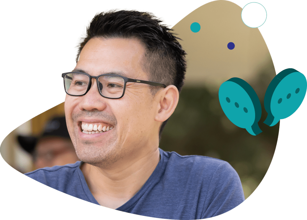 Stylized image showing a smiling person