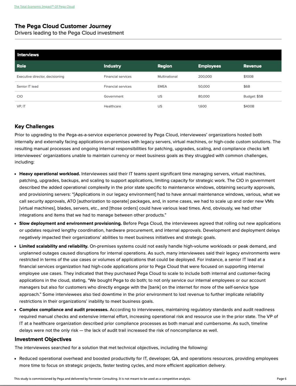Forrester Total Economic Impact™ (TEI) of Pega Cloud