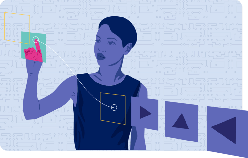 Graphic art of a person orchestrating a workflow