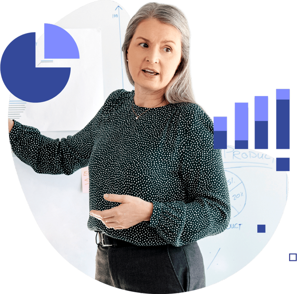 Photo of woman giving a presentation in a business meeting