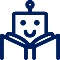 Robot with book icon