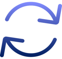 Illustration of two arrows in a circle pointing at each other