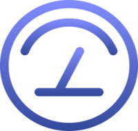 Purple icon of a rev meter