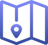 Icon of a map with a pin