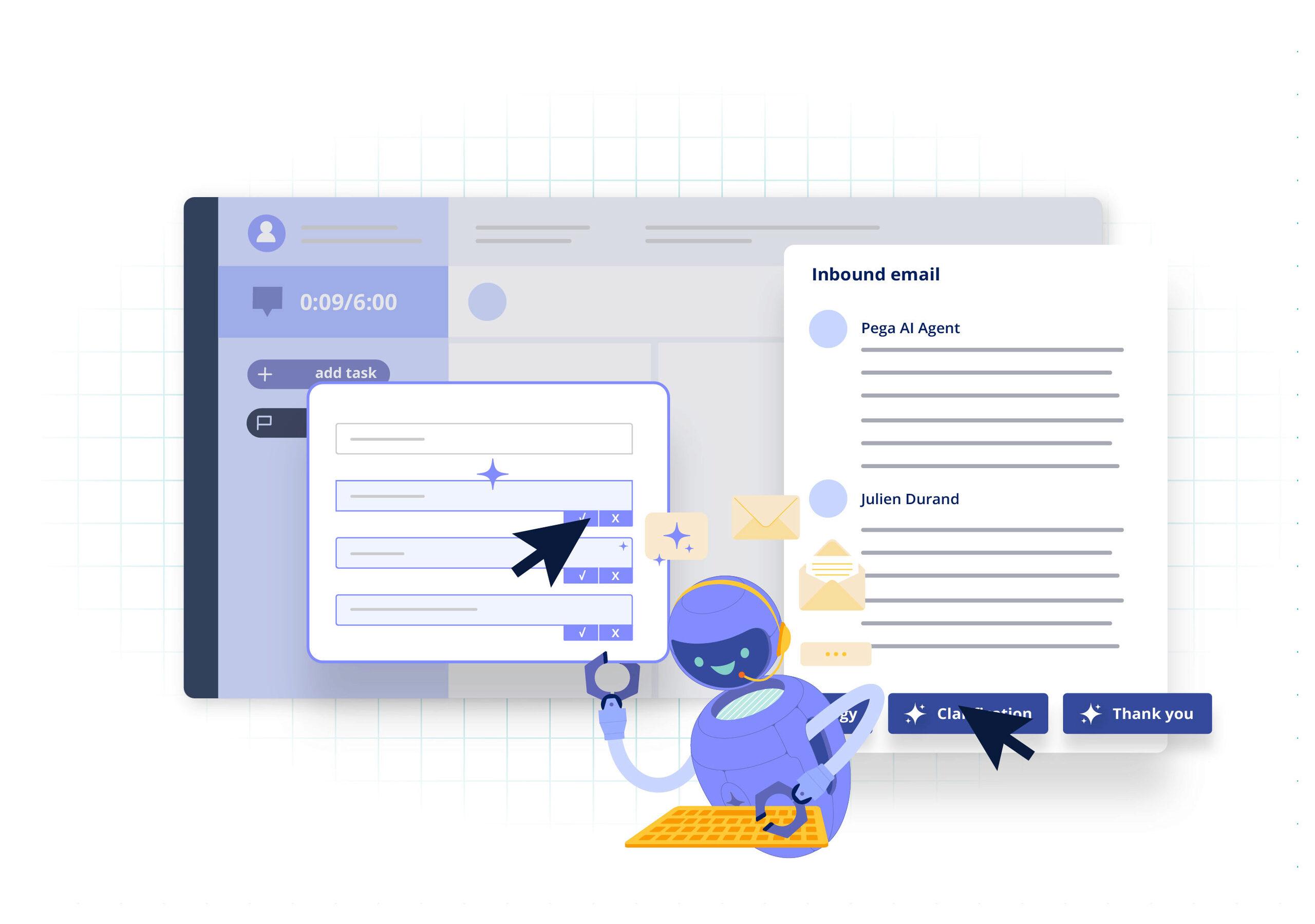 Illustration of robot using a keyboard