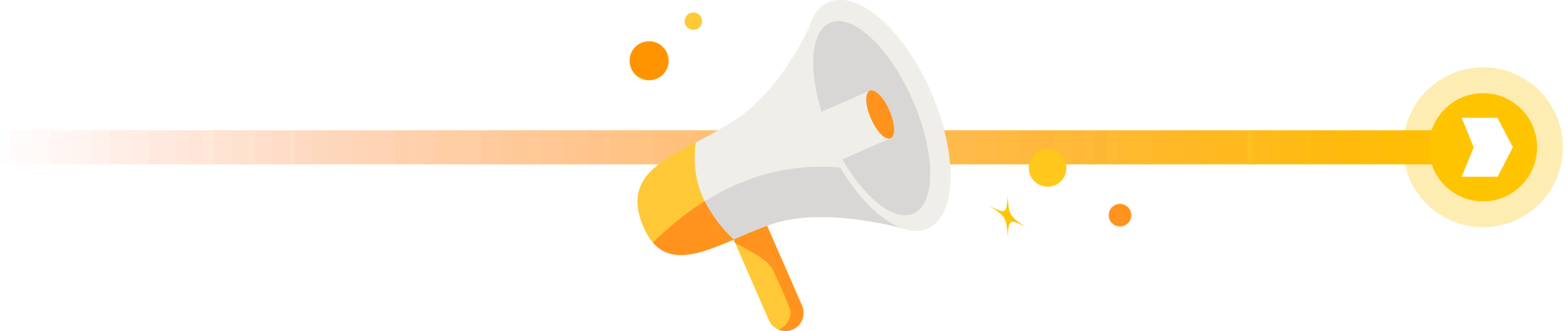 Illustration of a megaphone with a golden line behind it