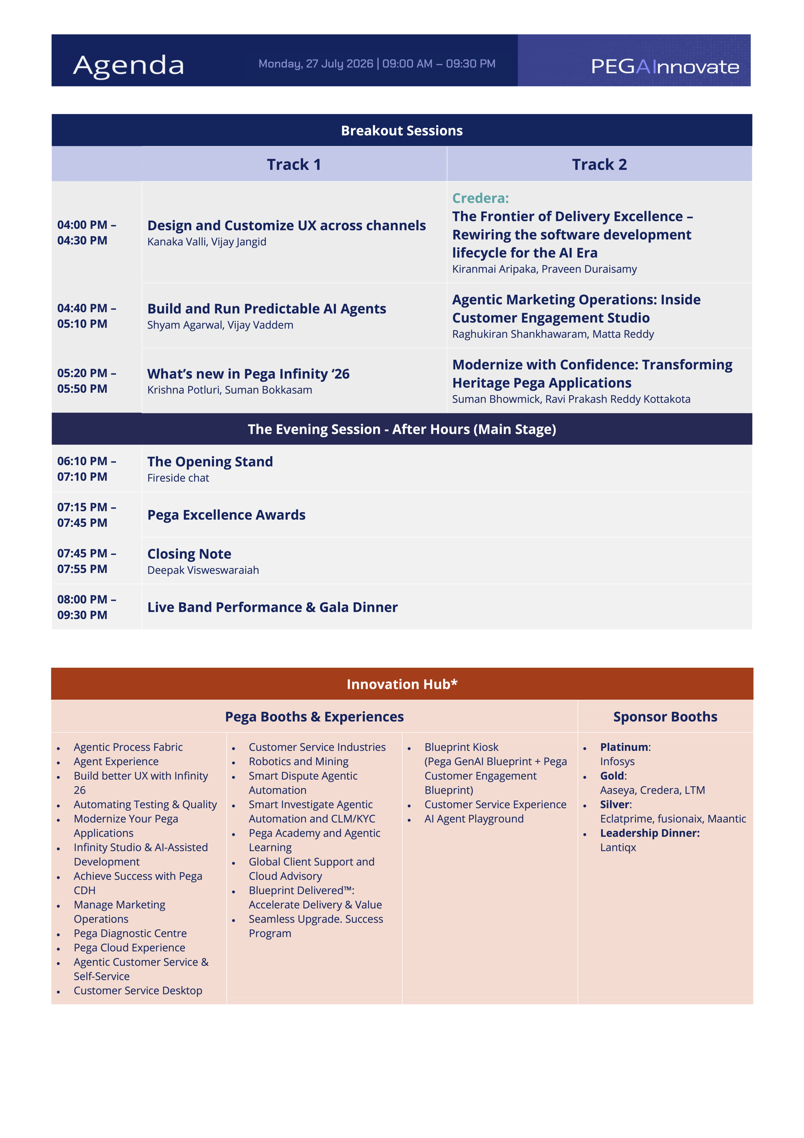 PEGAInnovate HYD 2026 Agenda