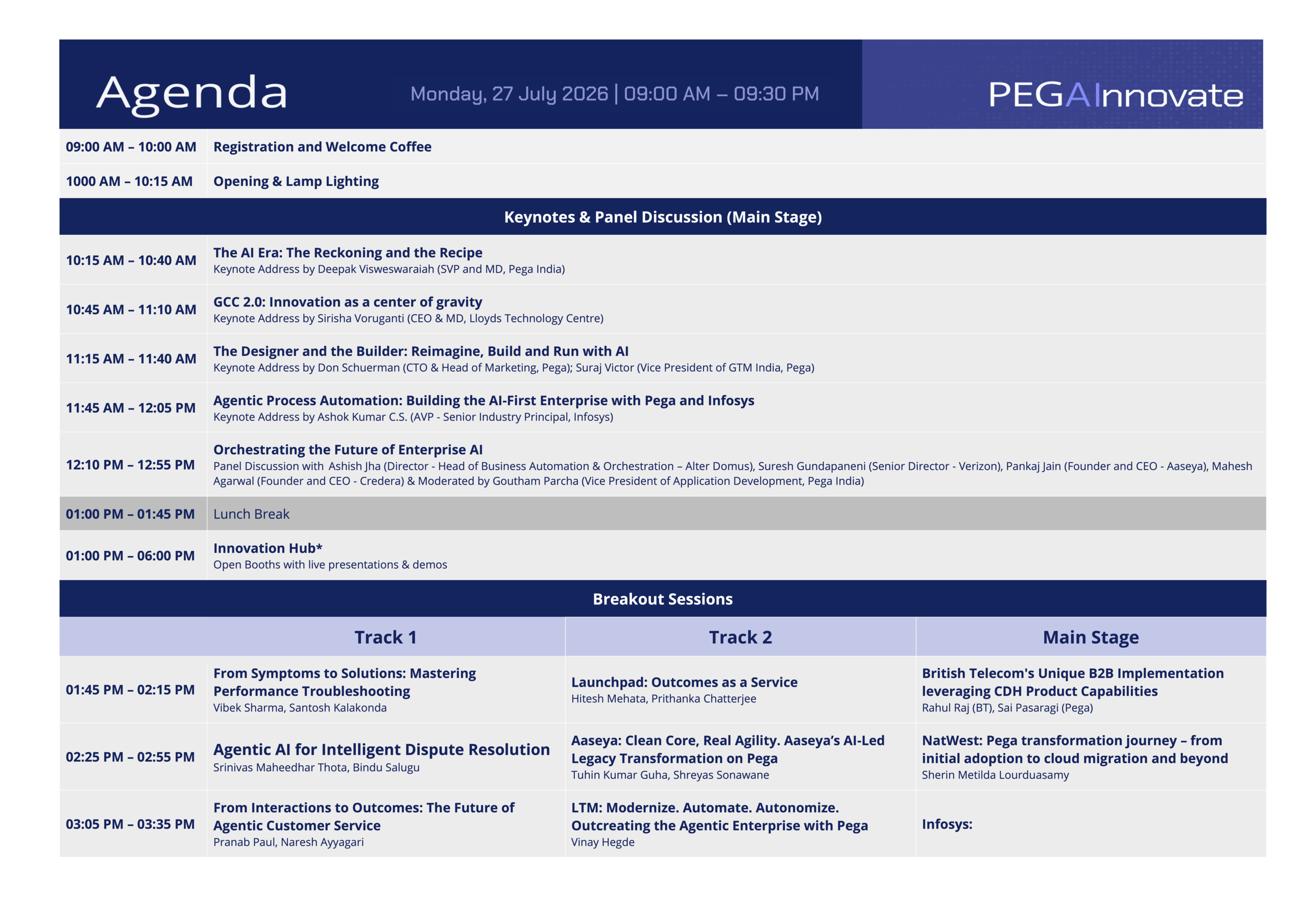 PEGAInnovate HYD 2026 Agenda V2. P1