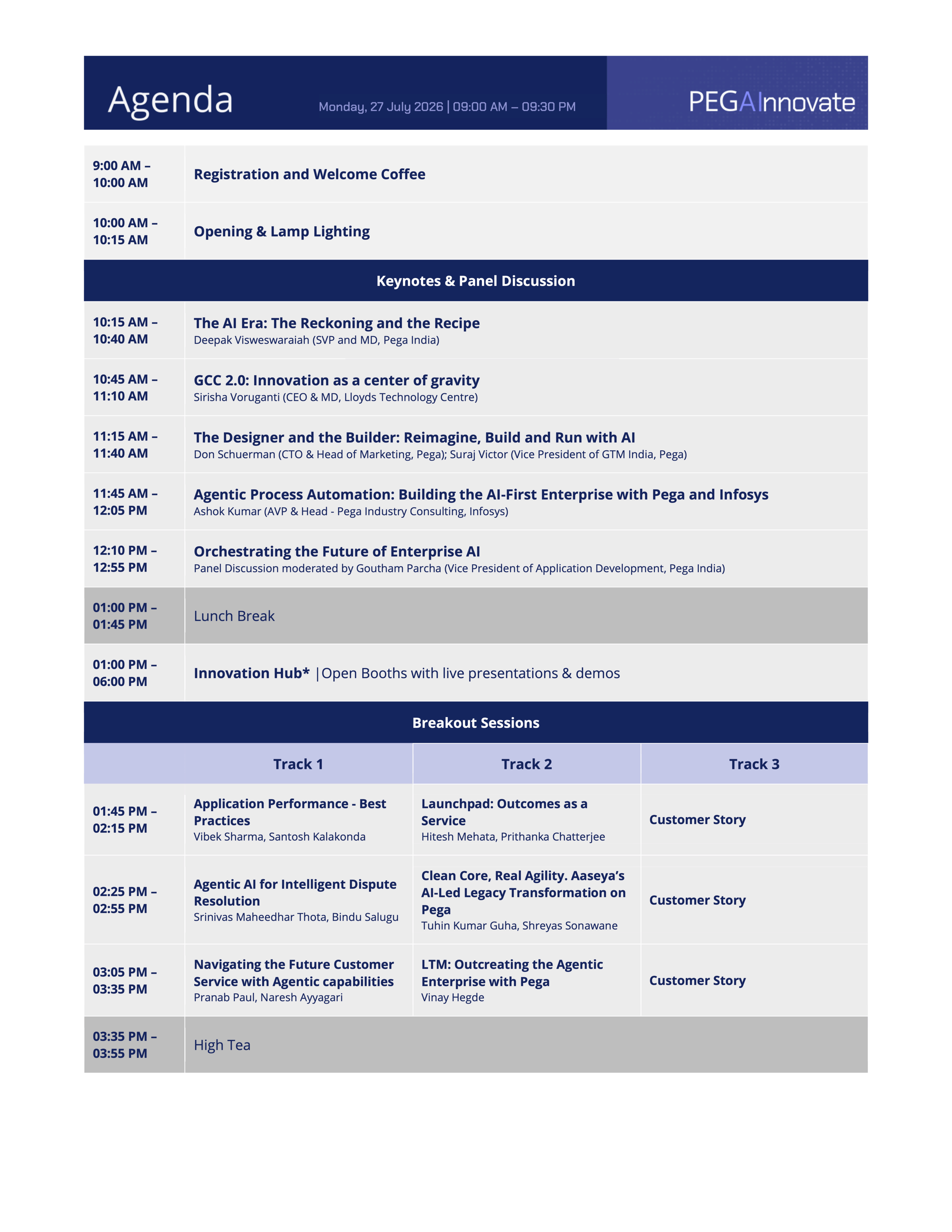 PEGAInnovate Hyderabad Agenda Page 1