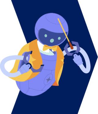 Illustration of robot holding a baton