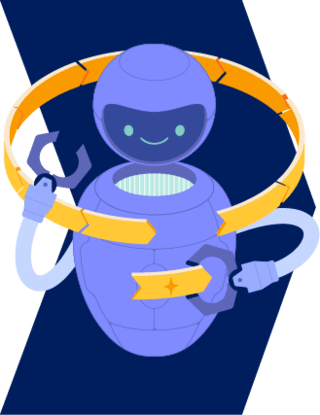 Stylized illustration of a happy robot