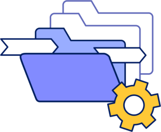 Graphic art depicting folder reorganization