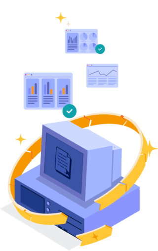 Graphic art depicting software migration