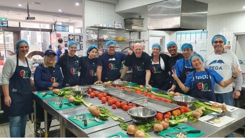 Pega team members in Australia participated in a volunteering day at Our Big Kitchen.