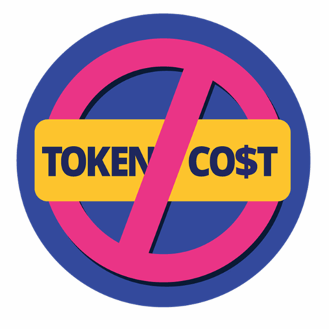 Image of the crossed out words "token co$t"