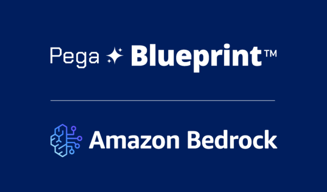 Logos of Pega Blueprint and Amazon Bedrock