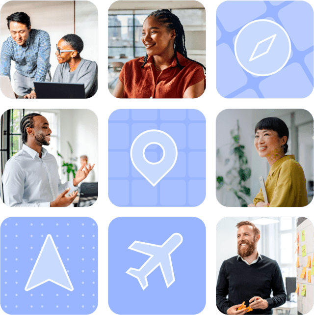 Collage of photography and travel icons