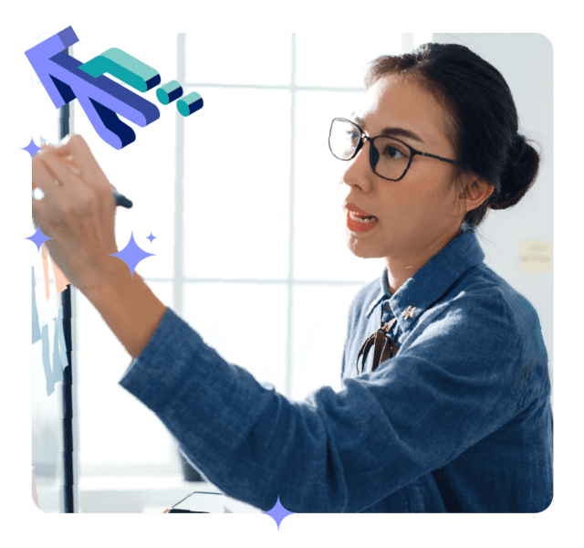 Imagine of woman writing on a whiteboard