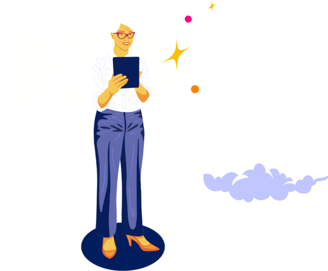 Illustration of person holding a tablet