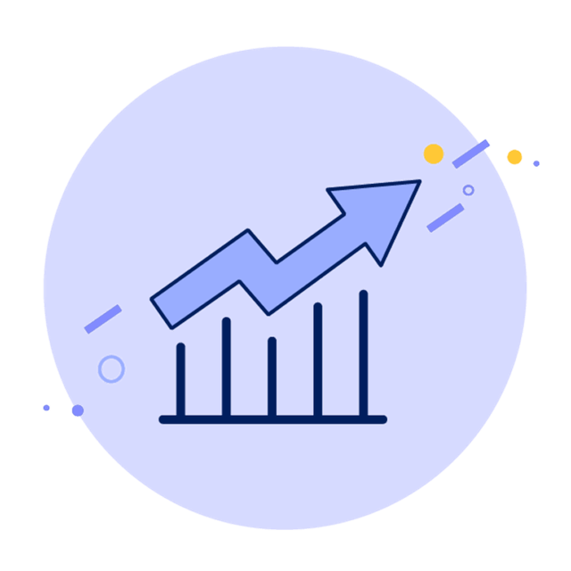 Graphic art of a rising chart