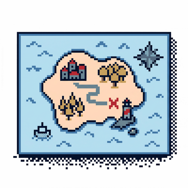 Pixel sprite image of treasure map
