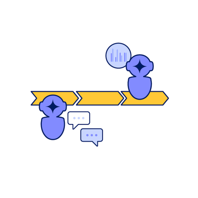 Graphic art of AI orchestration in action