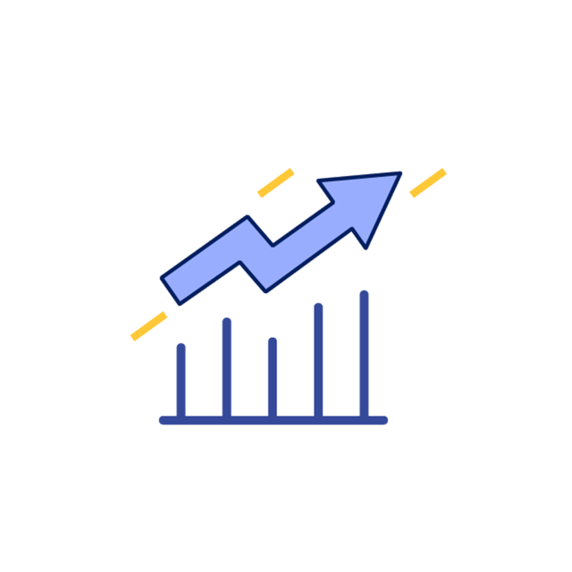 Graphic art depicting a rising chart