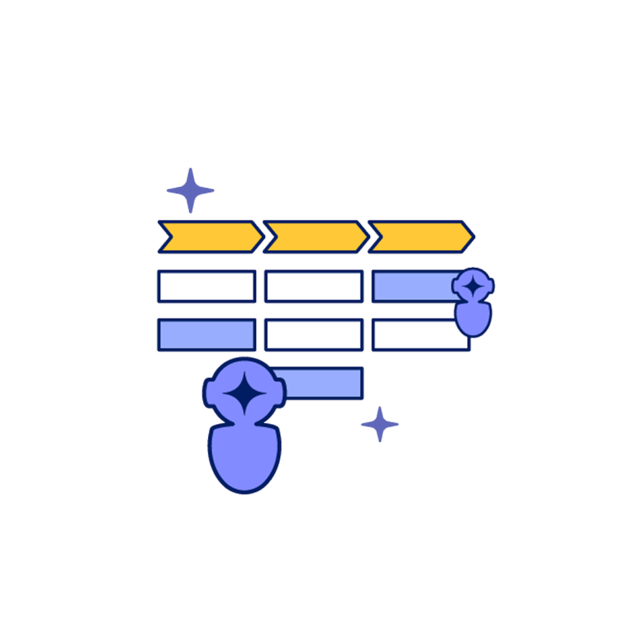Graphic art of an AI-assisted workflow