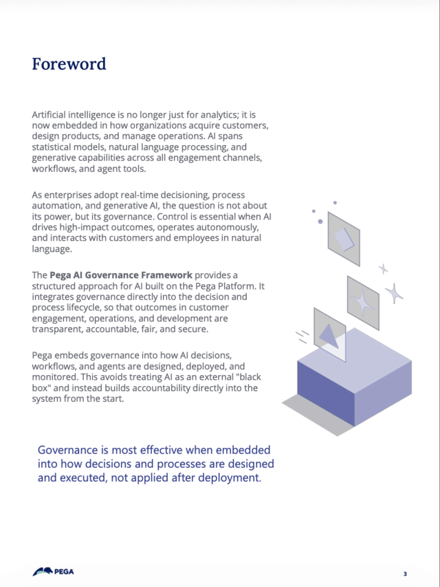 Preview image for the Pega AI Governance Framework eBook