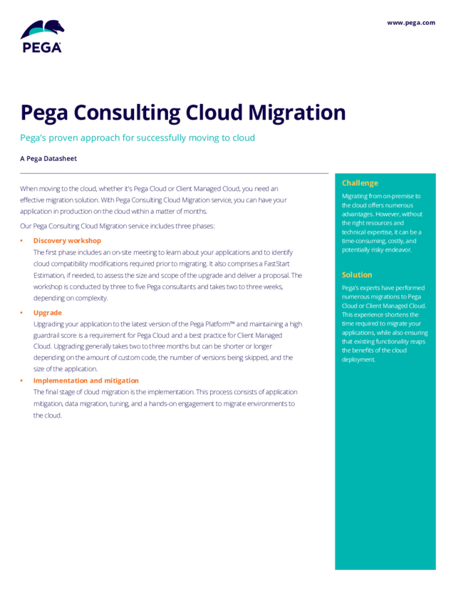 Pega Cloud Migration Pega